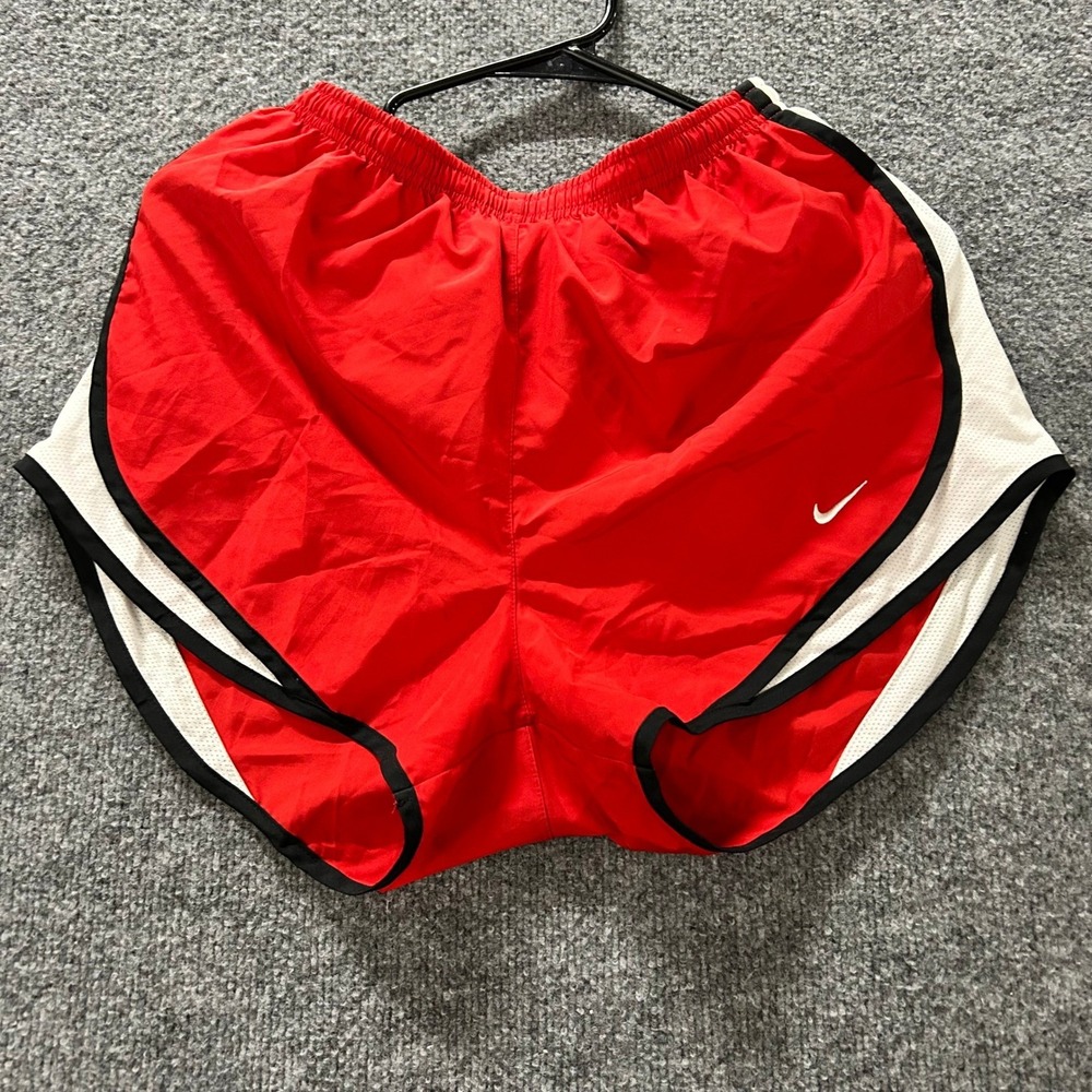 Nike Shorts Womens Size M Red Dri-Fit Running Mesh Trim Athletic Gym Workout
